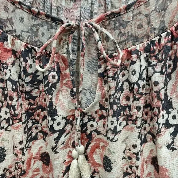 Lucky Brand Women's Printed Woven Mix Peasant Top Size 1X - Picture 4 of 12